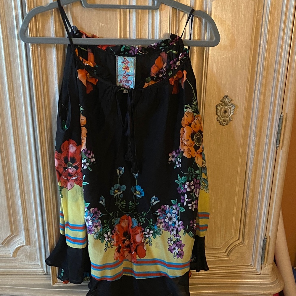 Johnny Was Black and Yellow Floral Camisole